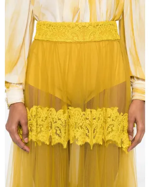 Elisabetta Franchi チュールミディスカート - イエロー - サムネイル5