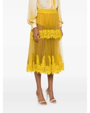 Elisabetta Franchi チュールミディスカート - イエロー - サムネイル3