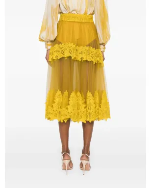 Elisabetta Franchi チュールミディスカート - イエロー - サムネイル4