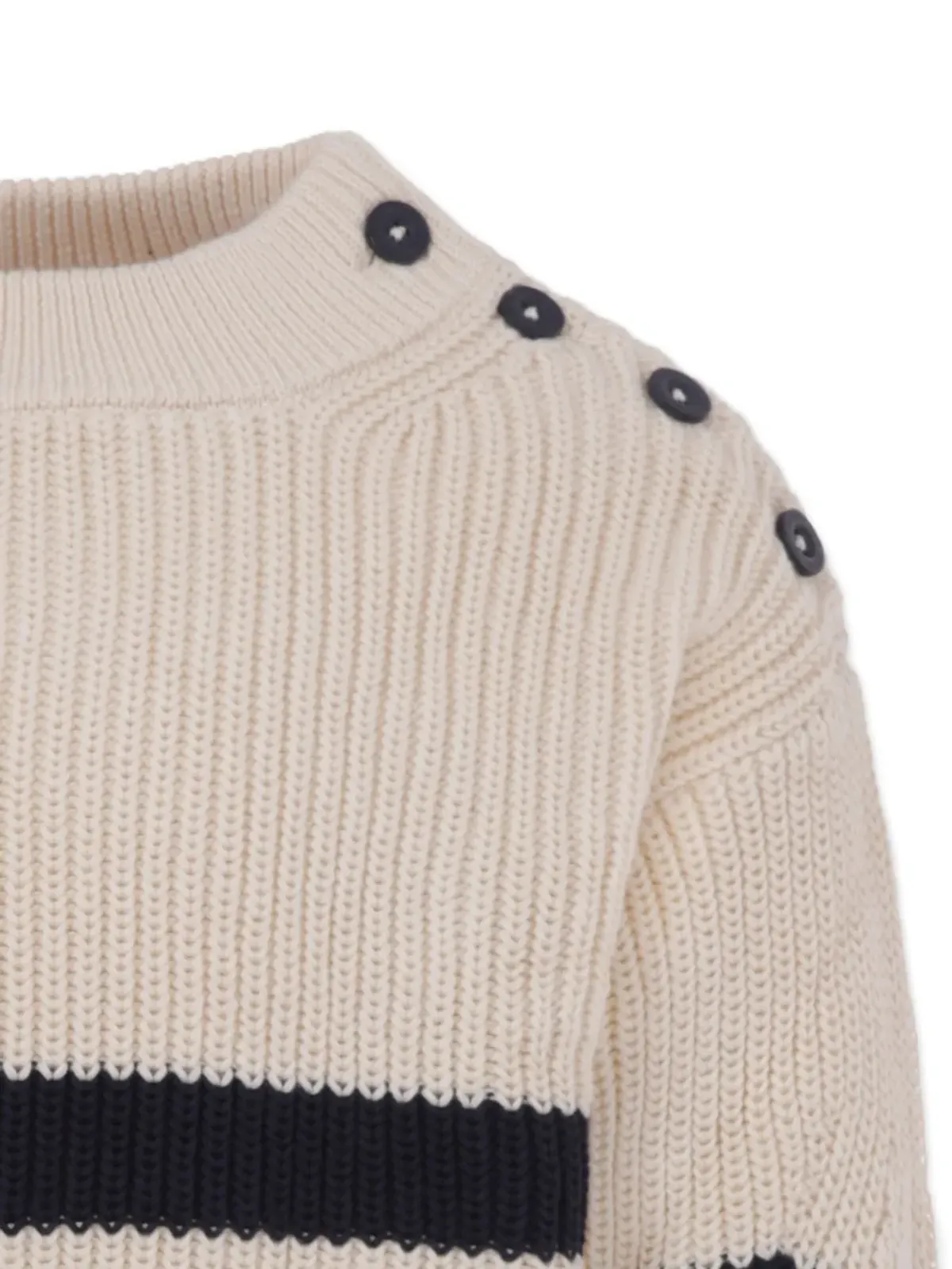 Petit Bateau ボーイズ ボーダー柄 ボタンディテール セーター - 画像3