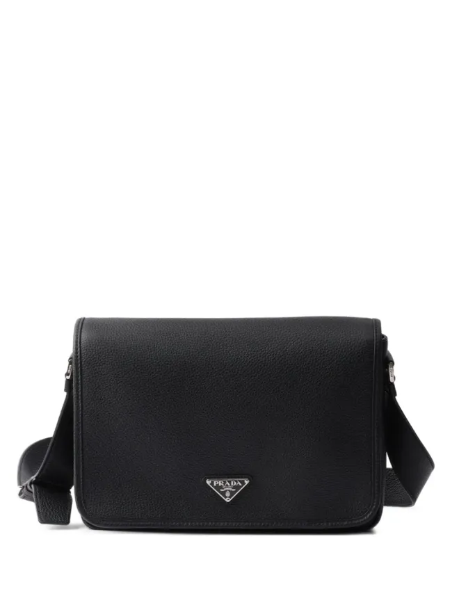Prada Prada テクスチャードレザーのメッセンジャーバッグ ブラックの商品画像