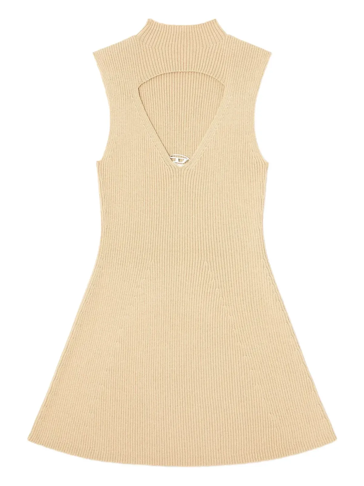 Diesel M-Oloni-Short keyhole-neck ribbed dress - Neutrals - 画像1