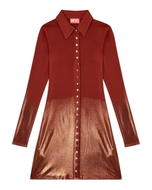 Diesel metallic-effect button-front mini day dress - Red - サムネイル1