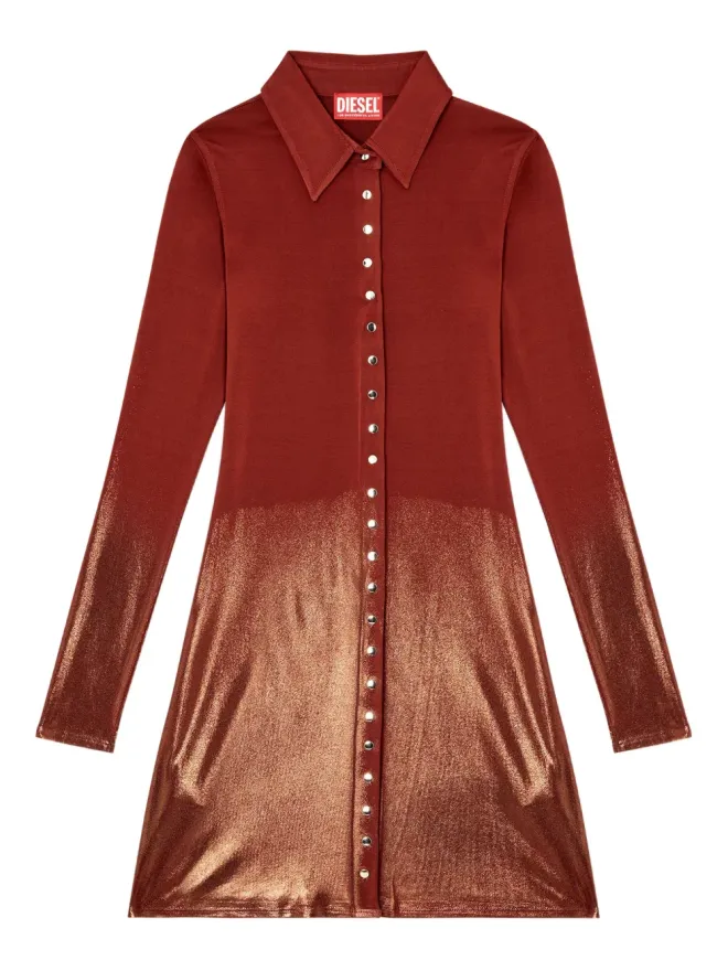 Diesel Diesel metallic-effect button-front mini day dress - Redの商品画像