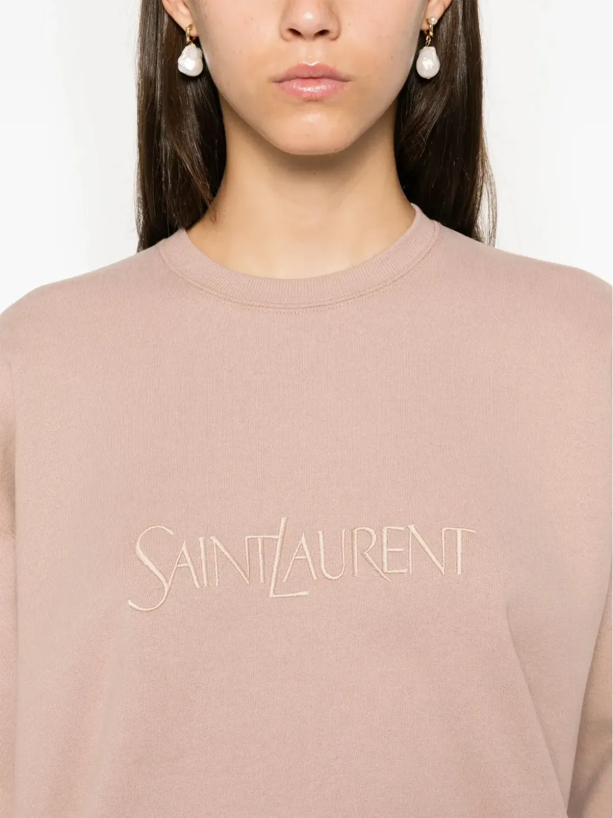 Saint Laurent ロゴ刺繍スウェットシャツ - ピンク - 画像5