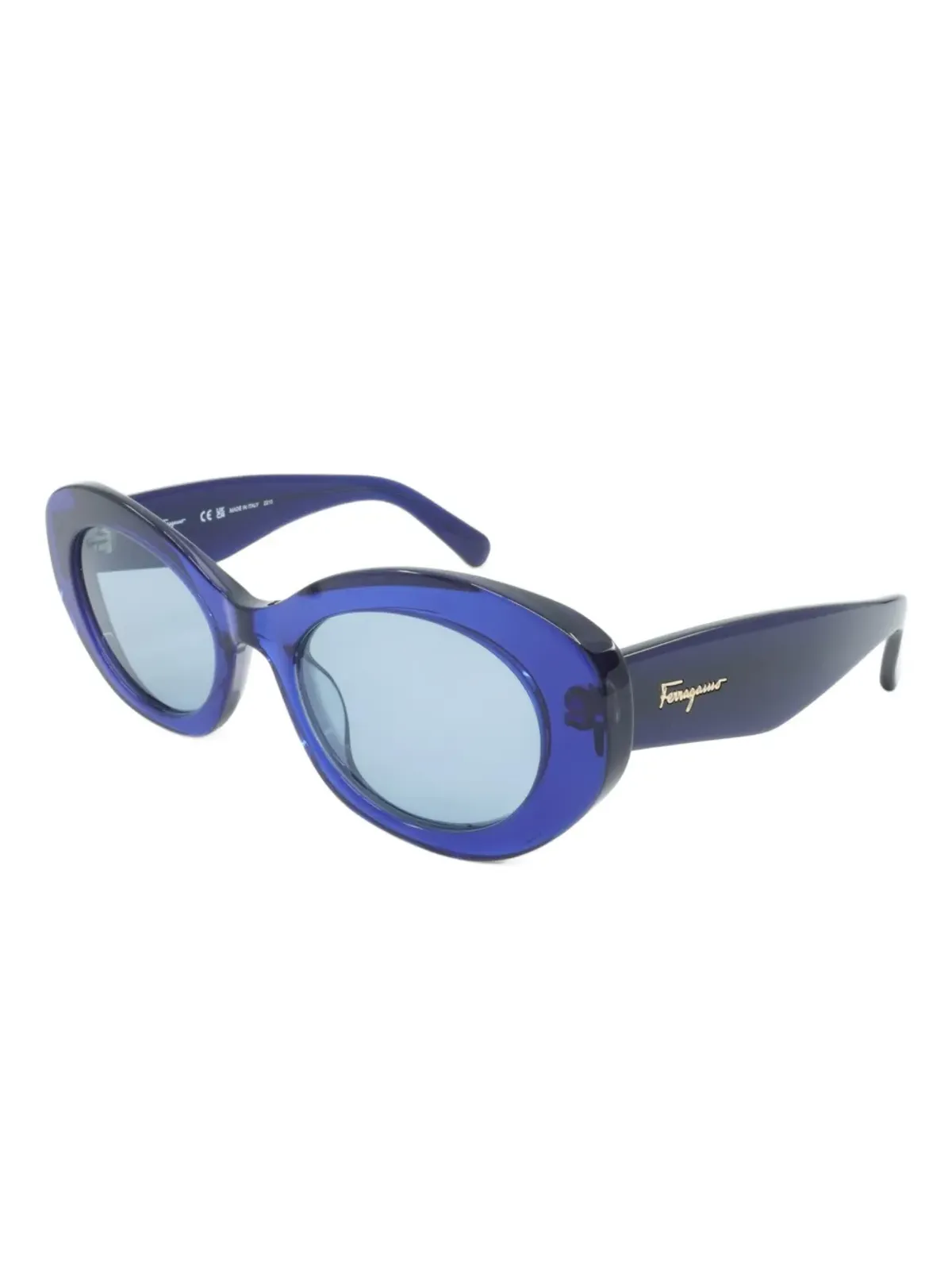 Ferragamo Eyewear オーバルフレームサングラス - ブルー - 画像2