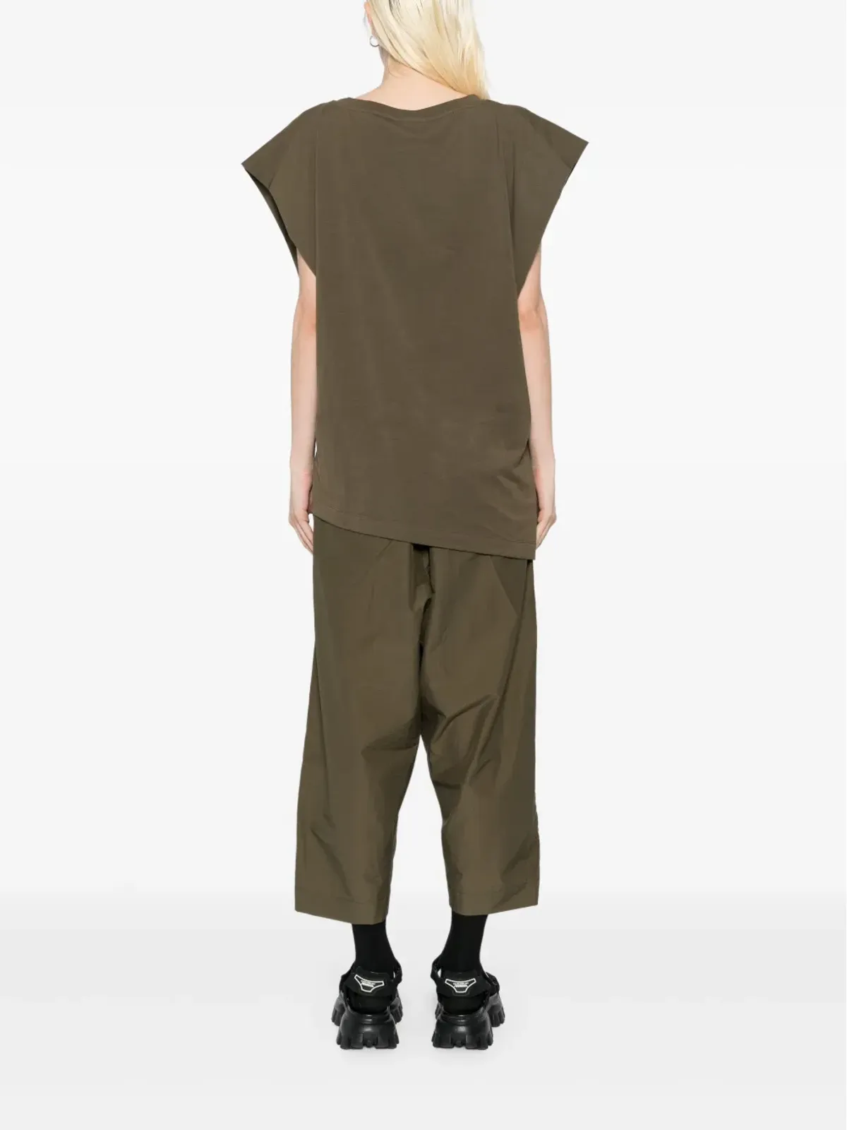 Gaze De Lin Vネック ノースリーブ Tシャツ グリーン - 画像4