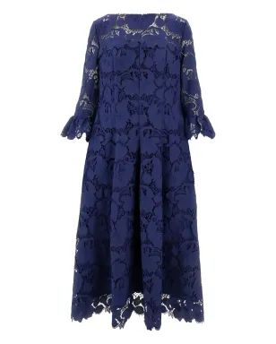 Talbot Runhof レースディテール ミディドレス ブルー - サムネイル1