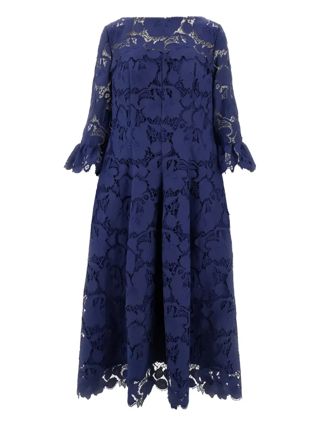 Talbot Runhof Talbot Runhof レースディテール ミディドレス ブルーの商品画像