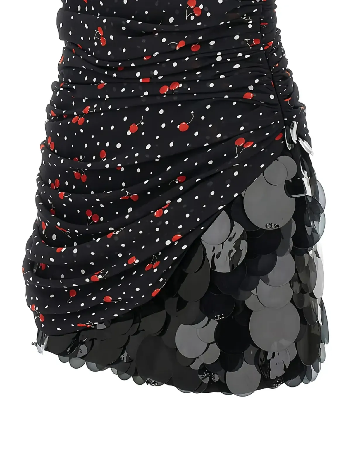 DES PHEMMES シャーリング入り チェリーポルカドット ドレス - 画像4