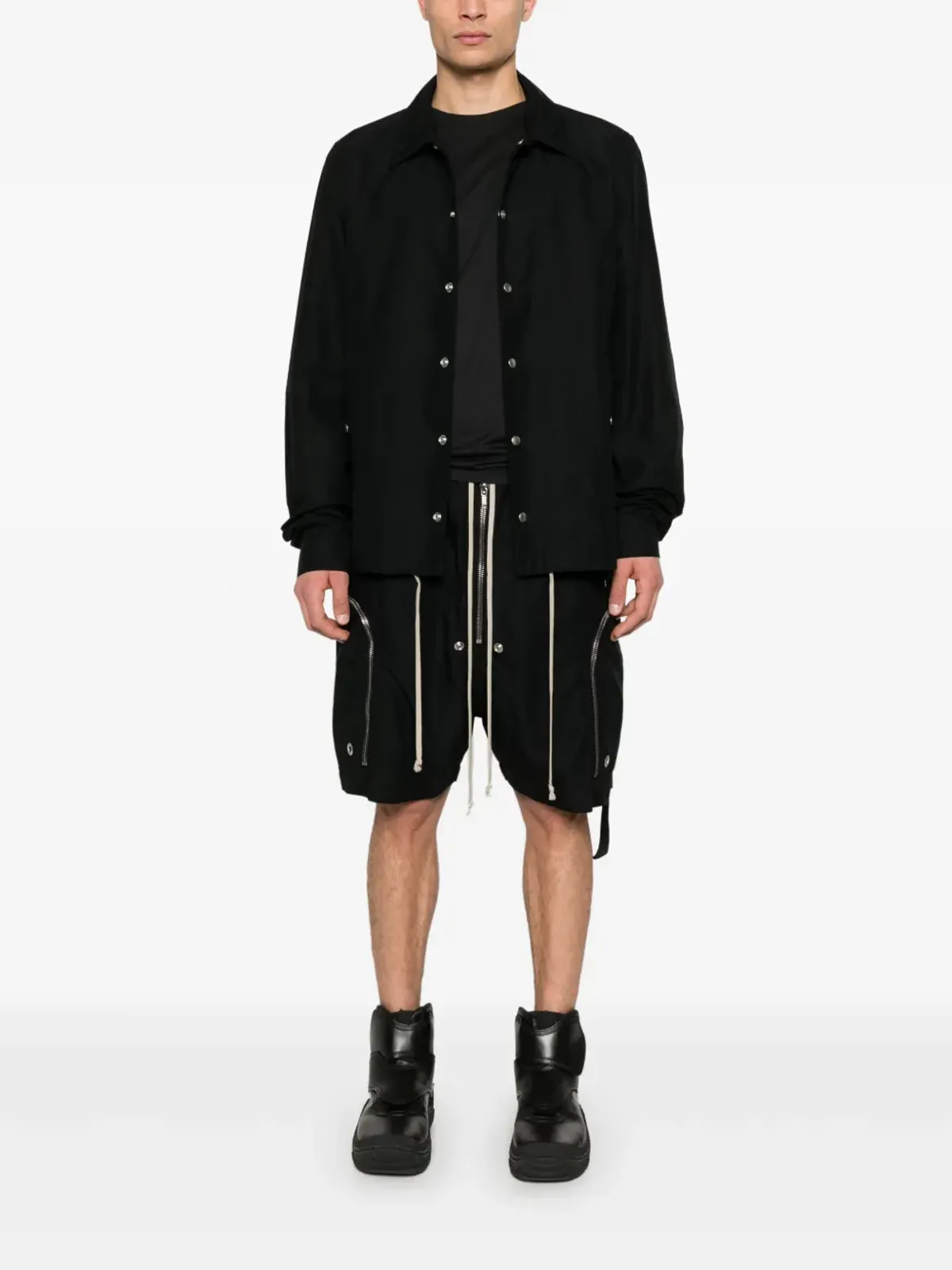 Rick Owens DRKSHDW リップストップオーバーシャツ ブラック - 画像2