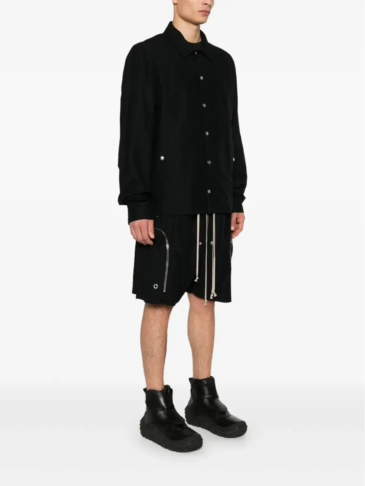 Rick Owens DRKSHDW リップストップオーバーシャツ ブラック - 画像3