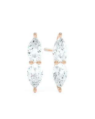 LOEV ローズゴールド ダブル・ペア ダイヤモンド ピアス - サムネイル2
