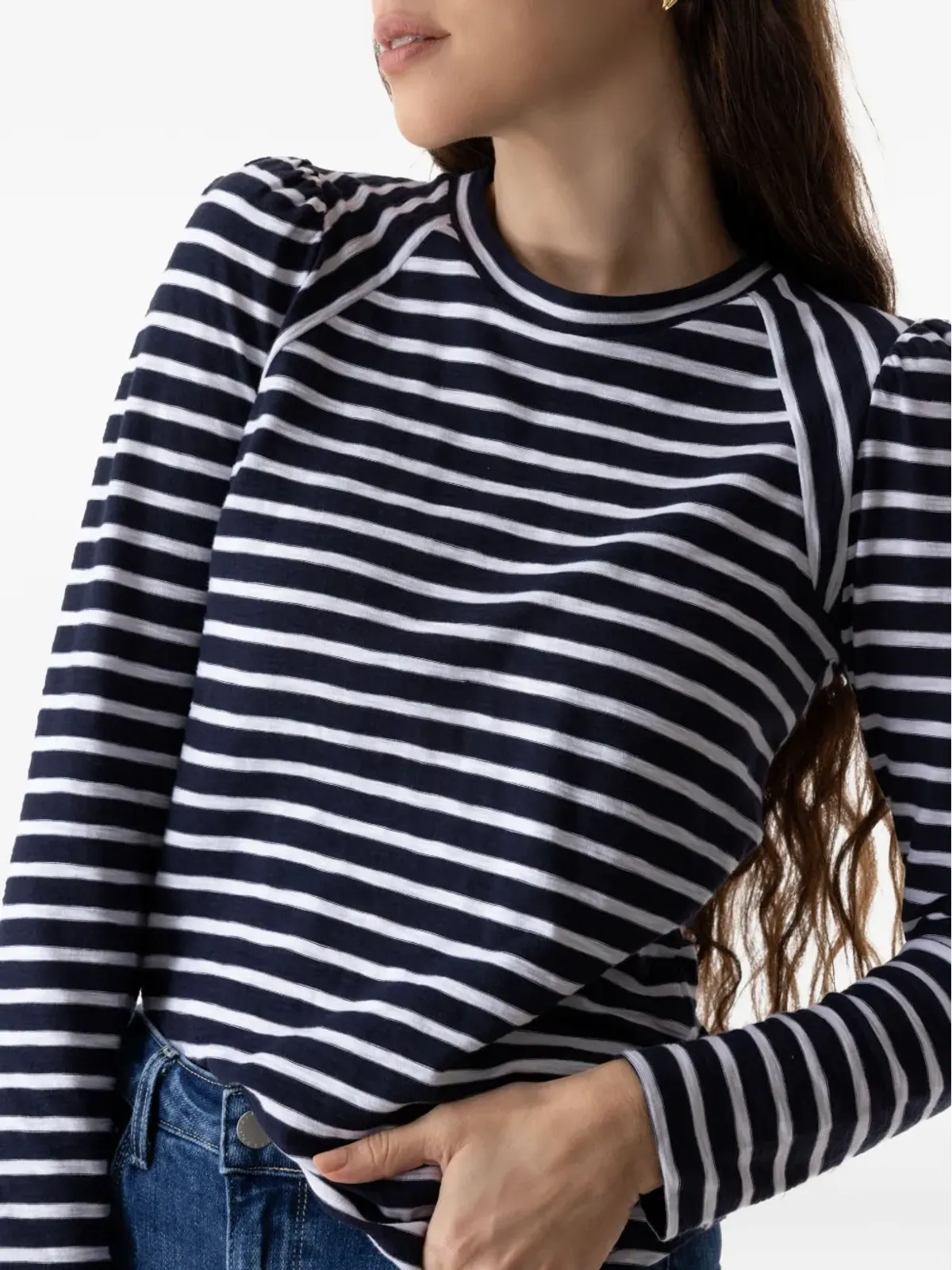 Veronica Beard ラグランスリーブ ボーダーTシャツ ブルー - 画像3