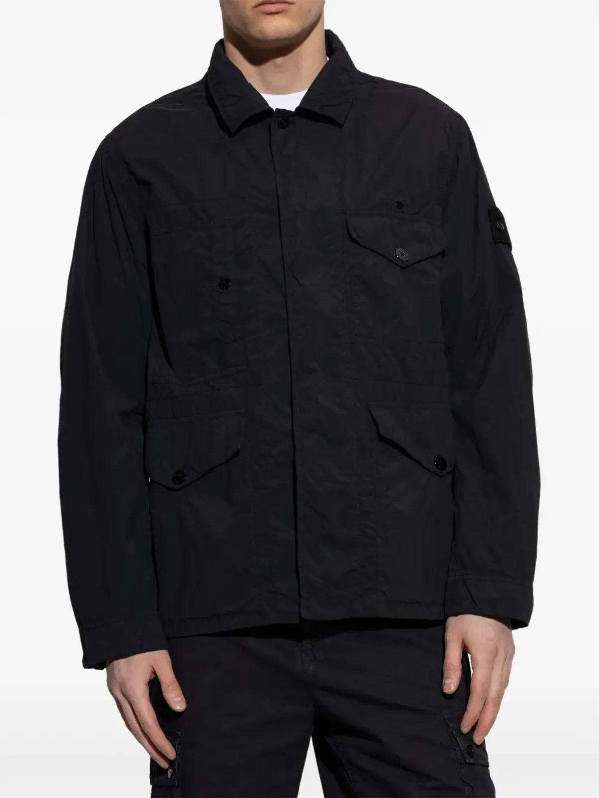 Stone Island しわ加工のマルチポケットシャツジャケット - 画像3