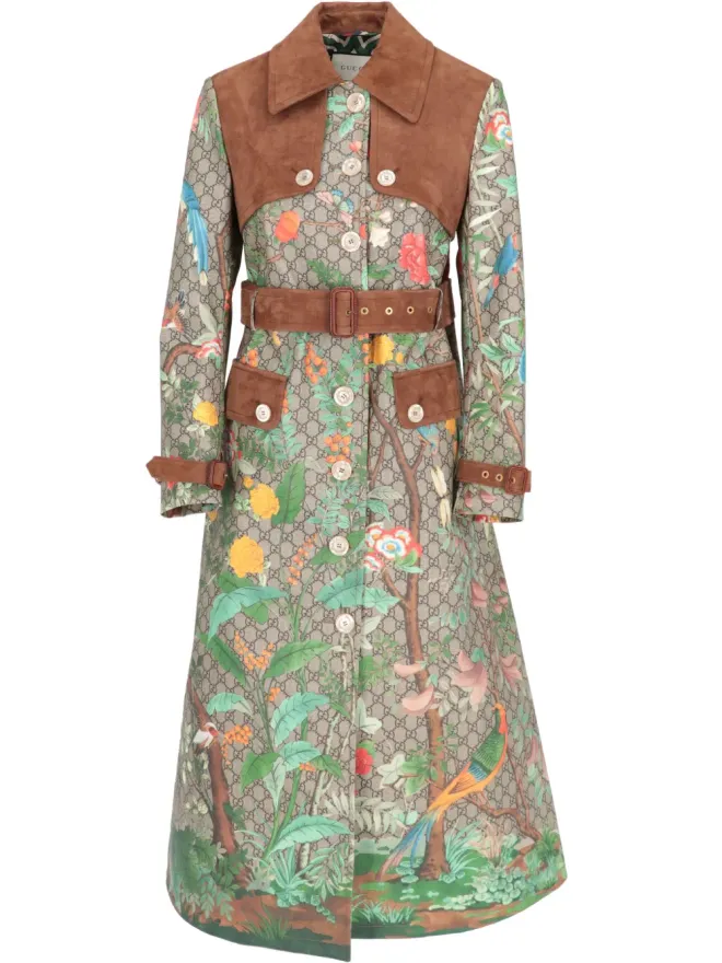 Gucci Pre-Owned Gucci ビンテージ 2016年 花柄モチーフ トレンチコート - ニュートラルカラーの商品画像
