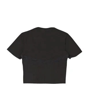 Callipygian レーストリムビスチェ風ブラックTシャツ - サムネイル2