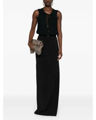 Elisabetta Franchi レースアップ クレープ マキシドレス - ブラック - サムネイル2