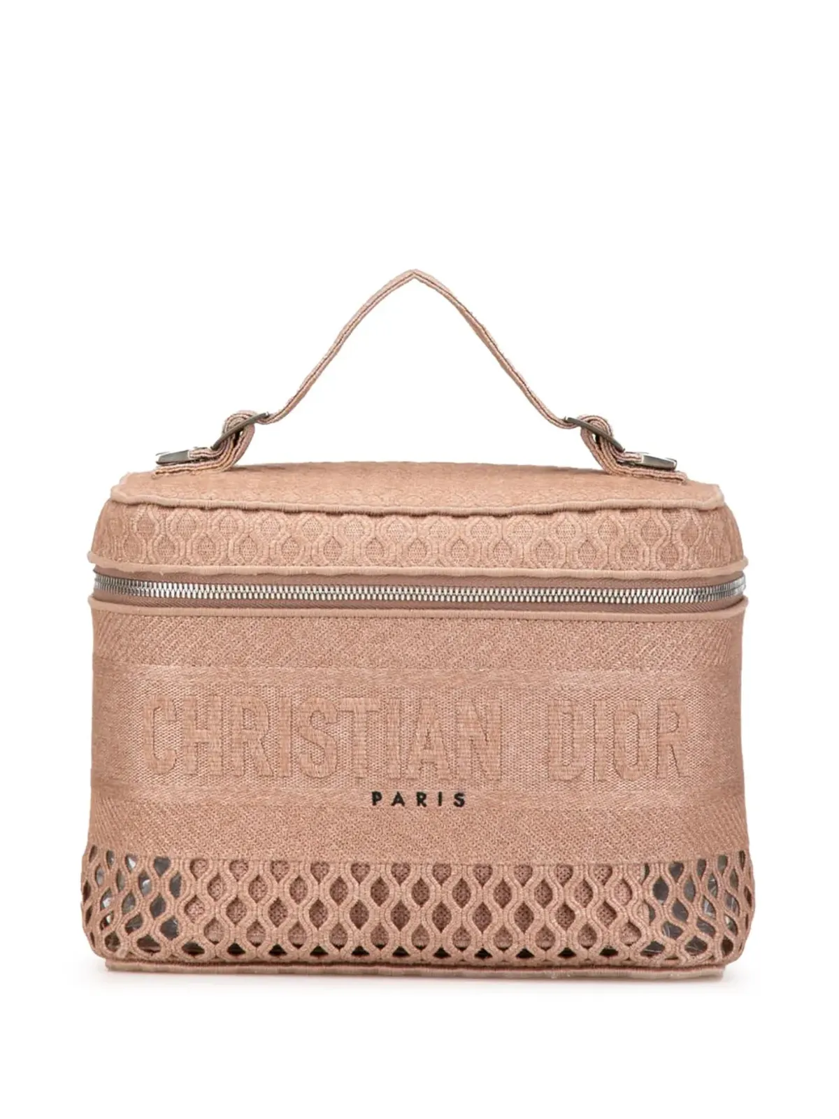 ビンテージ Christian Dior ヴァニティケース メッシュ刺繍 ピンク - 画像1