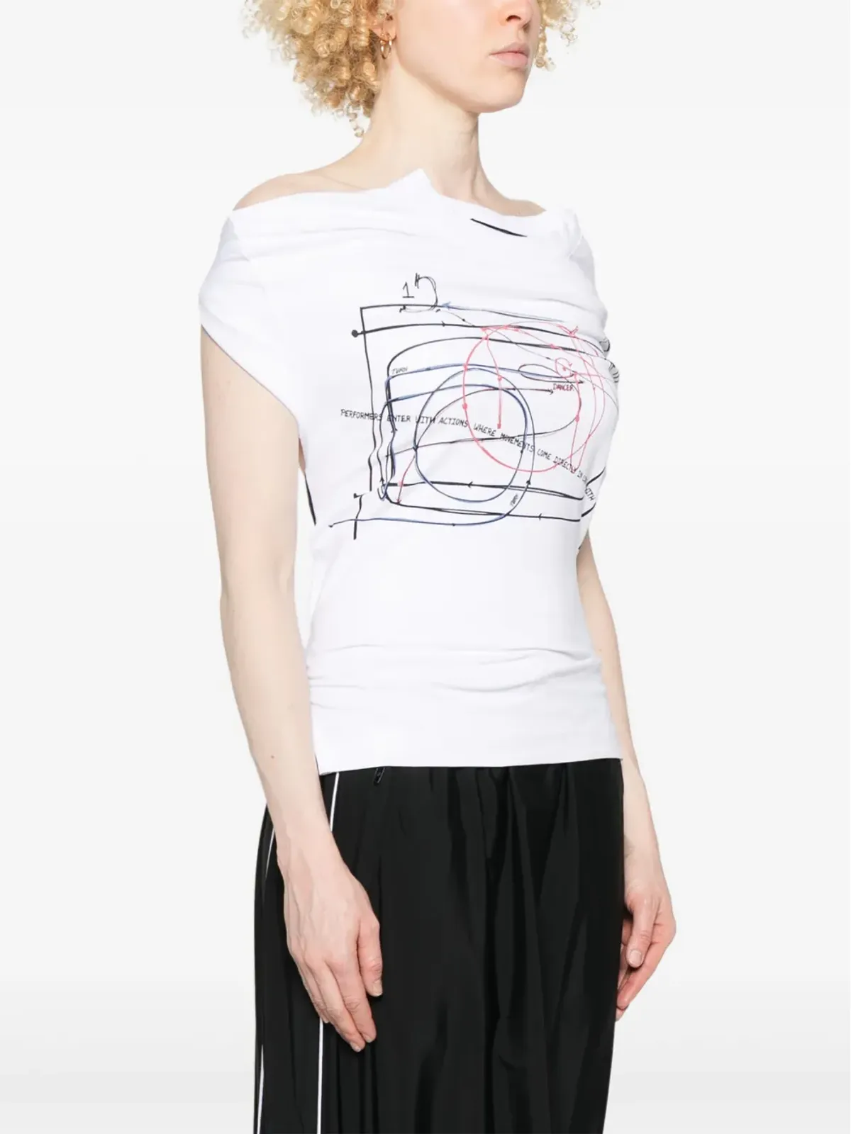 ALAINPAUL プリント エラスティックストラップ Tシャツ - 画像3