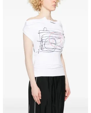 ALAINPAUL プリント エラスティックストラップ Tシャツ - サムネイル3