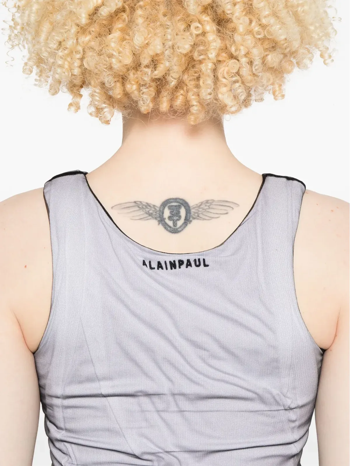 ALAINPAUL mesh-overlay tank top - 画像5