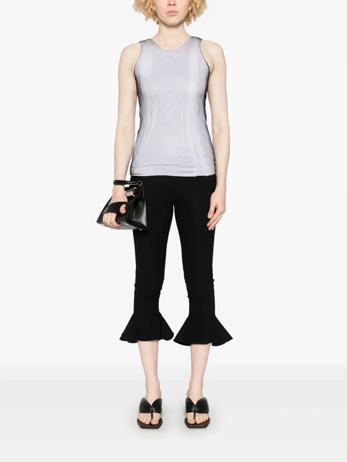 ALAINPAUL mesh-overlay tank top - 画像2