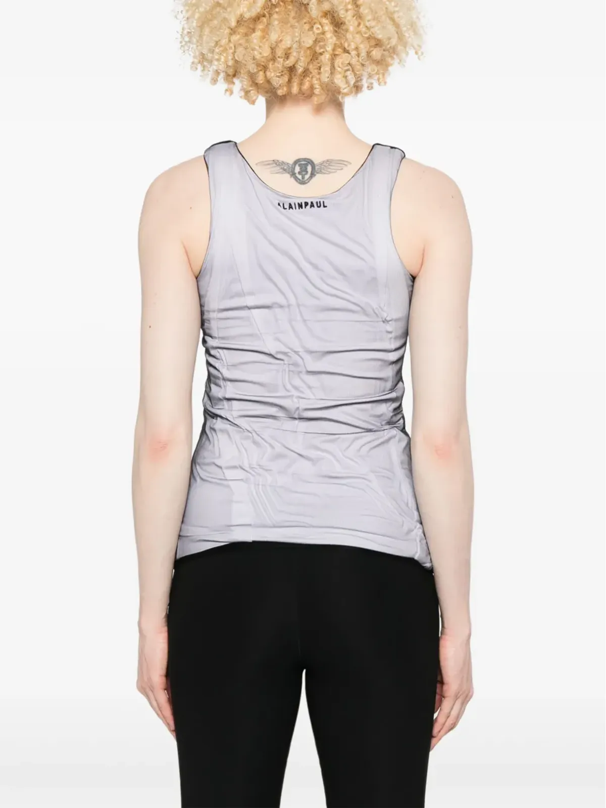 ALAINPAUL mesh-overlay tank top - 画像4
