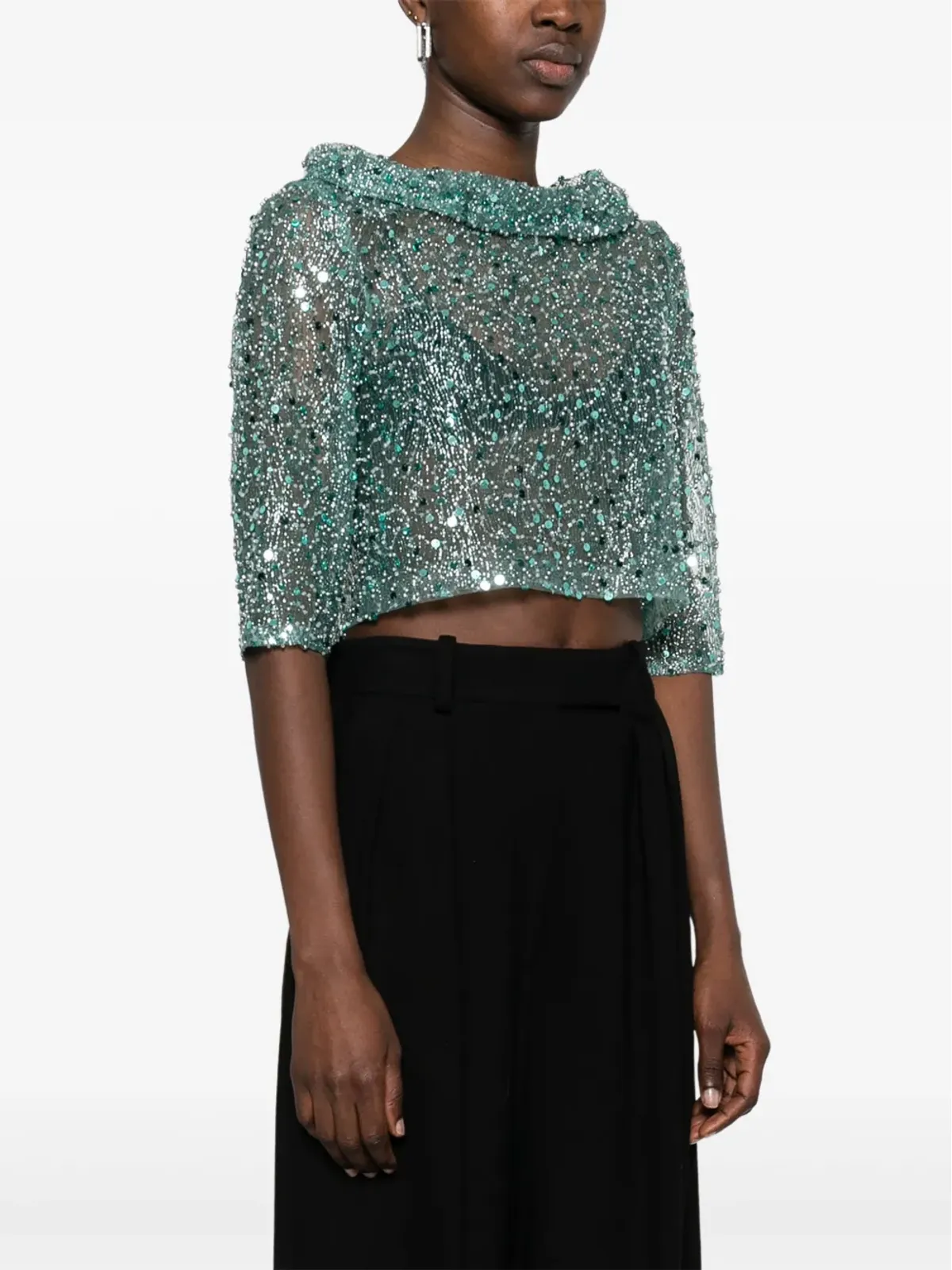 Fely Campo スパンコール付きトップス - グリーン - 画像3