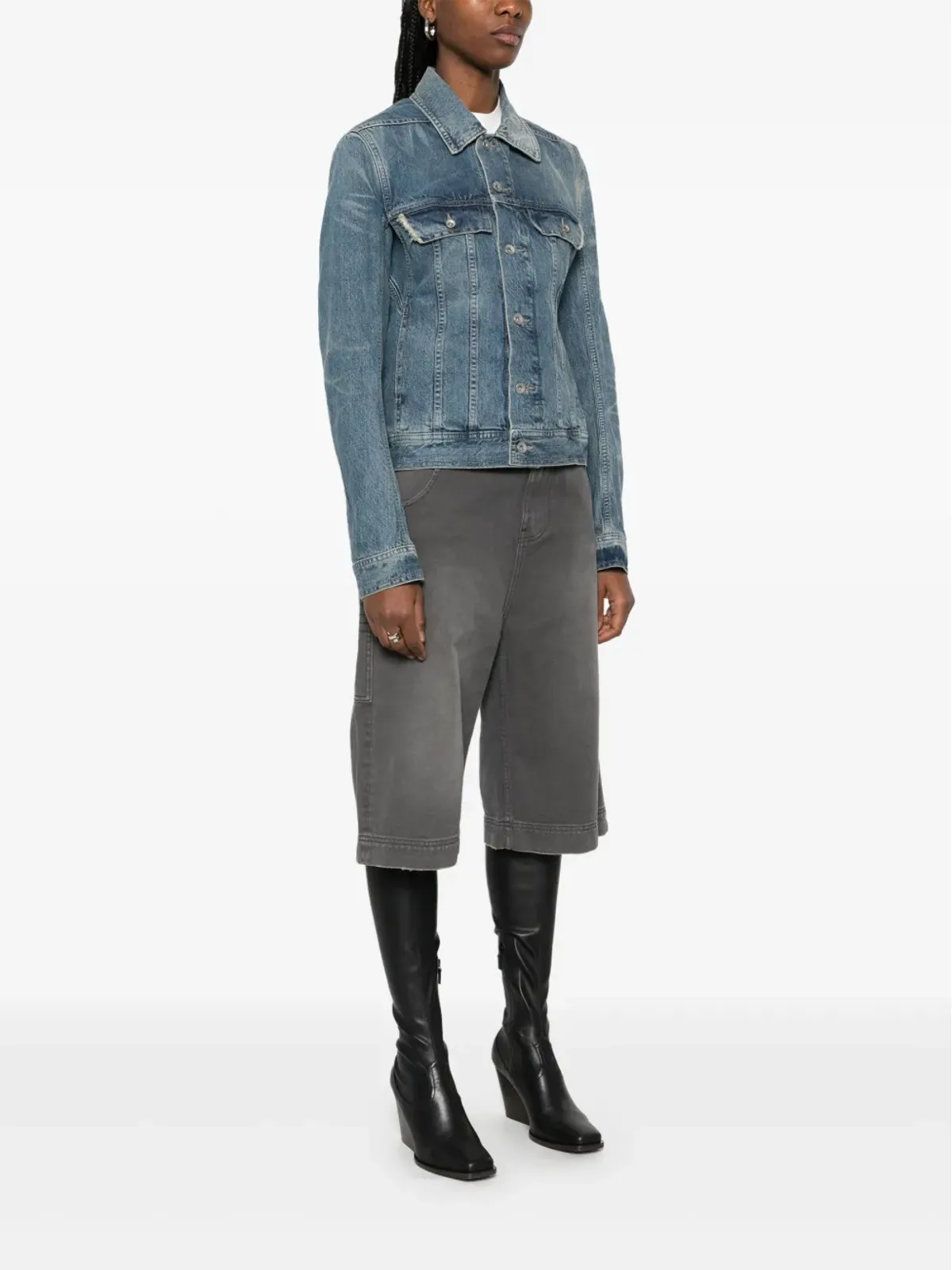 Rick Owens DRKSHDW トラッカー ジャケット ブルー - 画像3