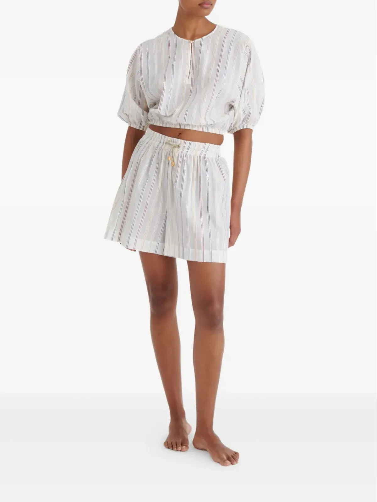 ERES Eldorado striped puff-sleeve blouse - White - 画像2