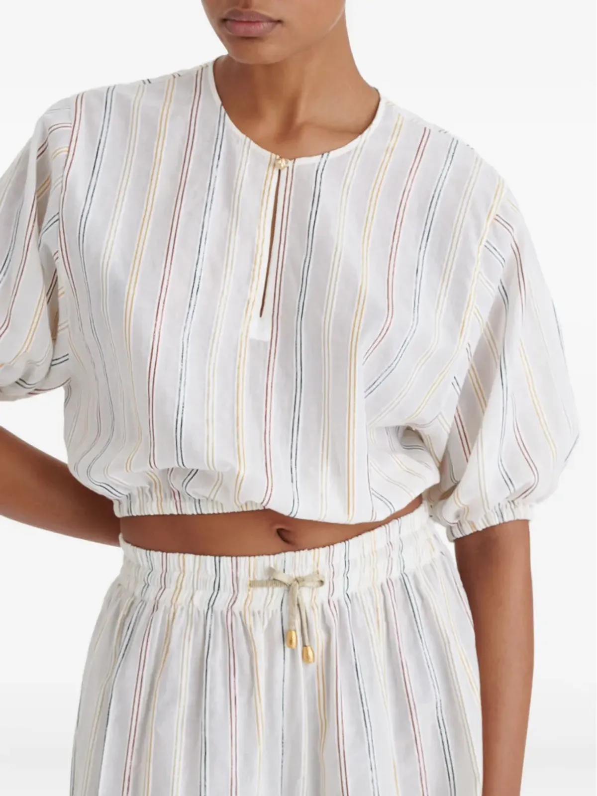 ERES Eldorado striped puff-sleeve blouse - White - 画像4