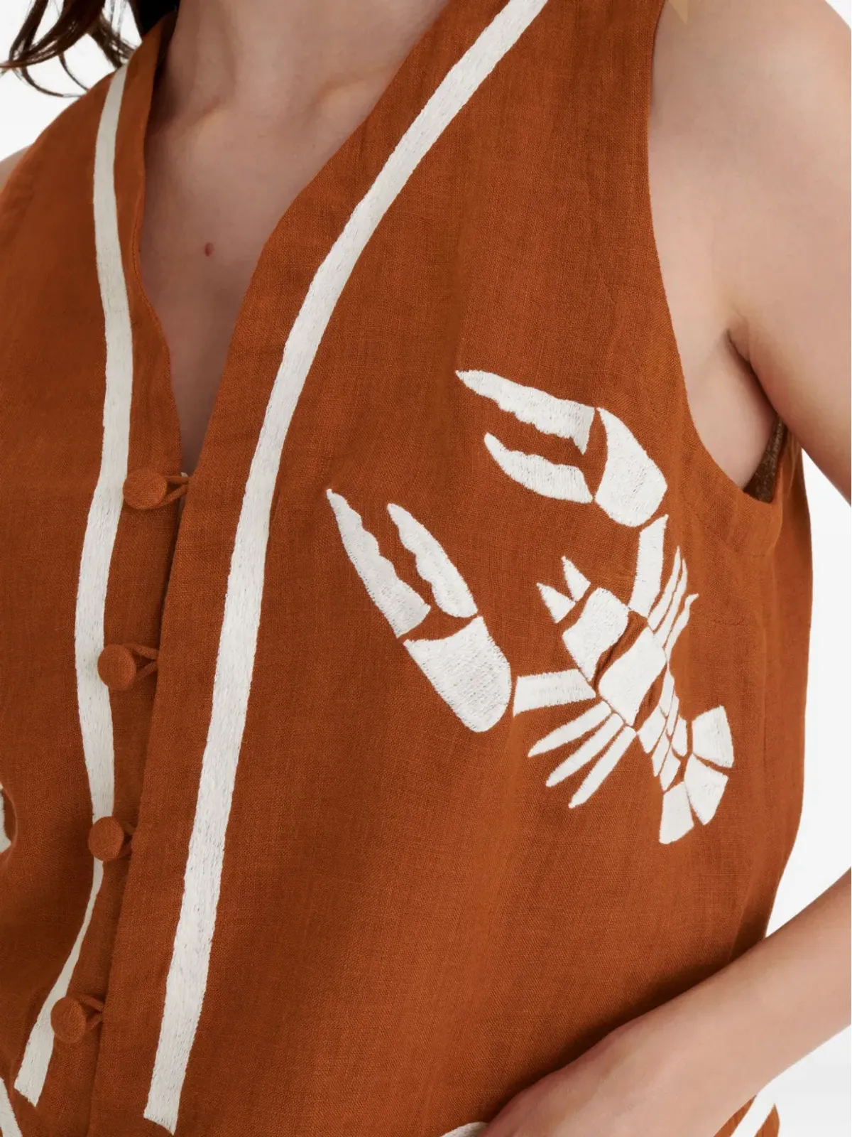 ERES Oursin 刺繍ノースリーブベスト - 画像4