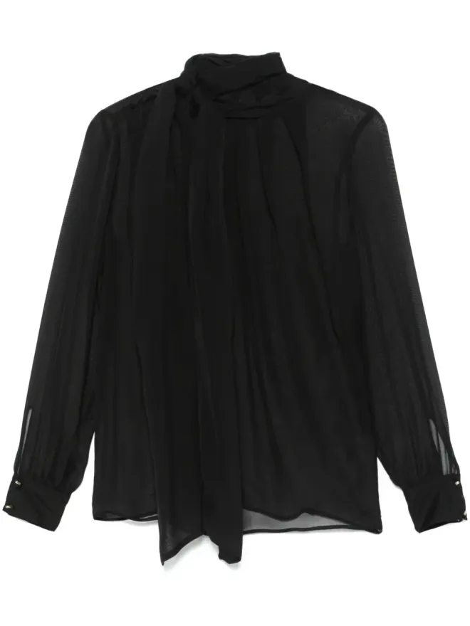 Elisabetta Franchi ビンテージ Elisabetta Franchi ボイル生地のネックタイ付きブラウス ブラックの商品画像