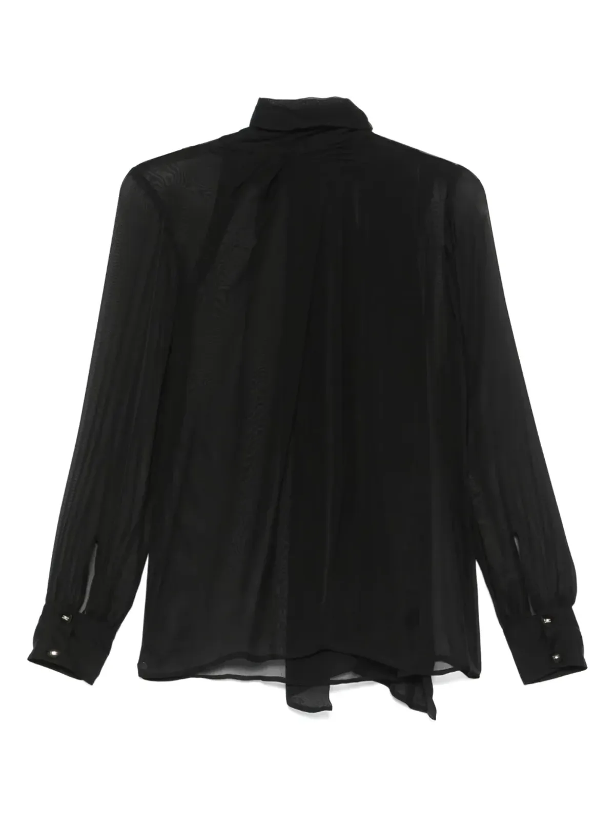 ビンテージ Elisabetta Franchi ボイル生地のネックタイ付きブラウス ブラック - 画像2