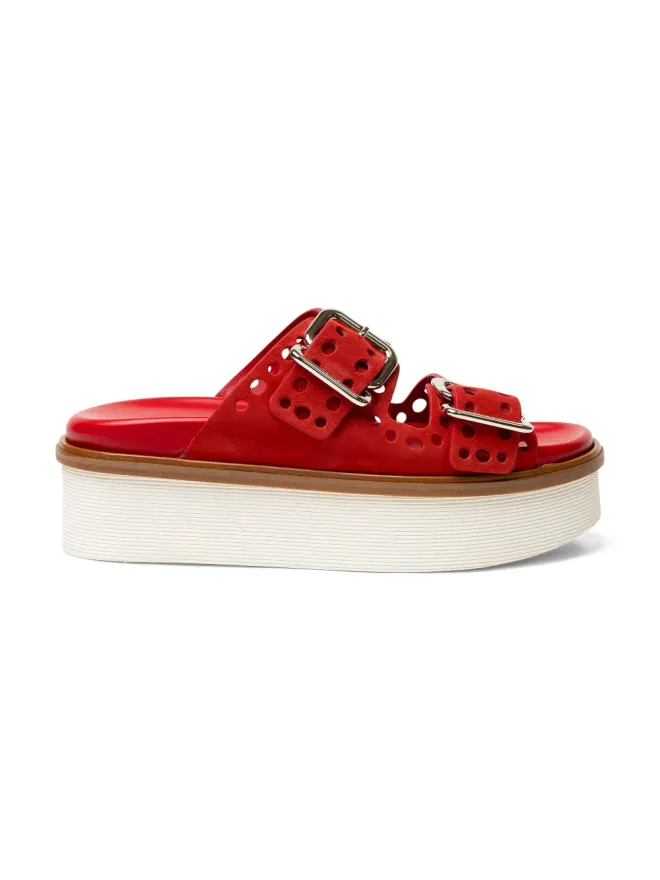 Tod's Tod's パンチングデザインのバックル付きプラットフォームサンダル - レッドの商品画像