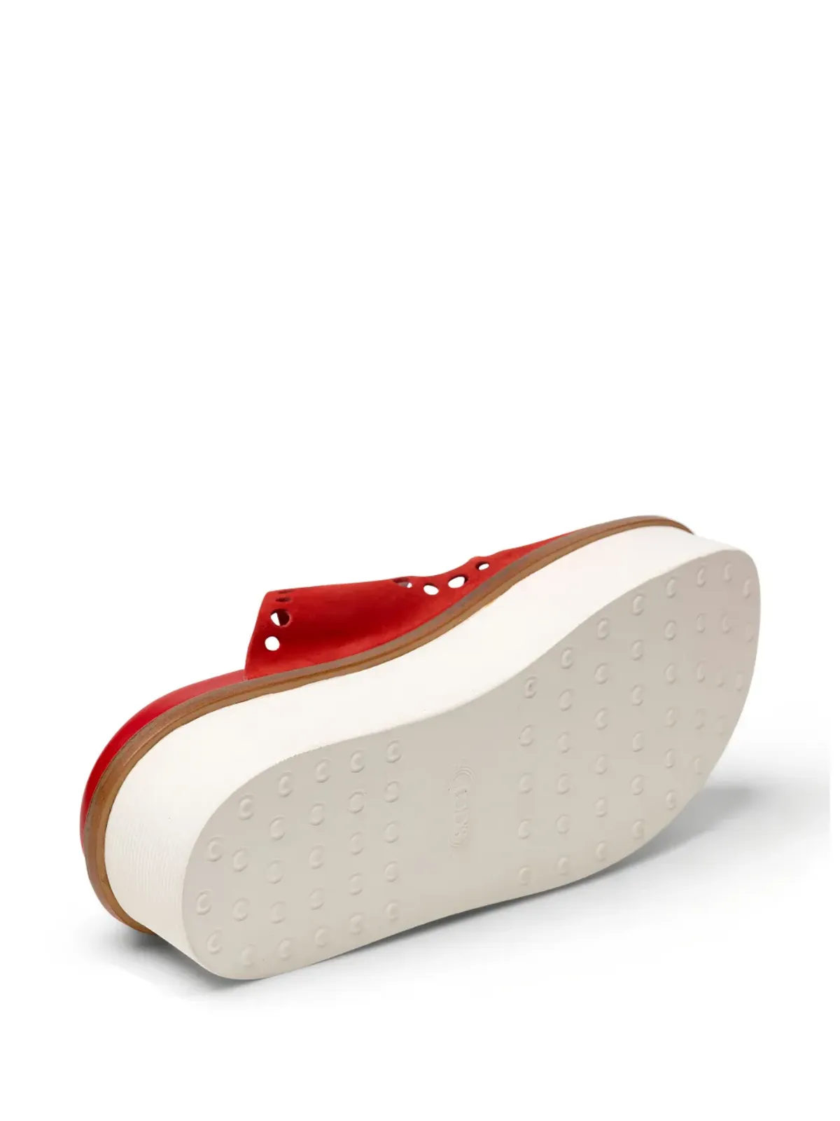 Tod's パンチングデザインのバックル付きプラットフォームサンダル - レッド - 画像4