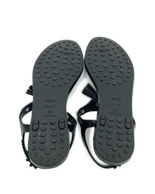 Tod's タッセル付きフラットサンダル - ブラック - サムネイル4