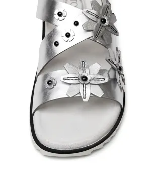 Tod's 花モチーフのバックルサンダル シルバー - サムネイル5