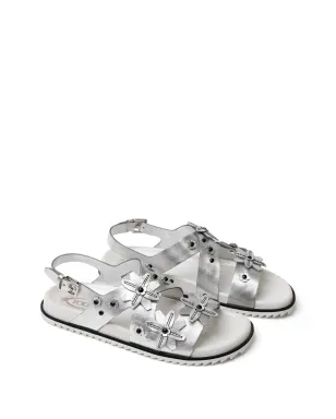 Tod's 花モチーフのバックルサンダル シルバー - サムネイル2