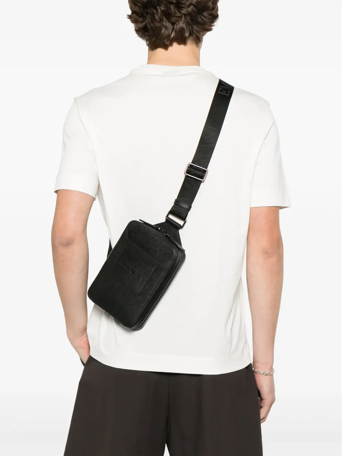 Emporio Armani レザー メッセンジャー バッグ - ブラック - 画像2