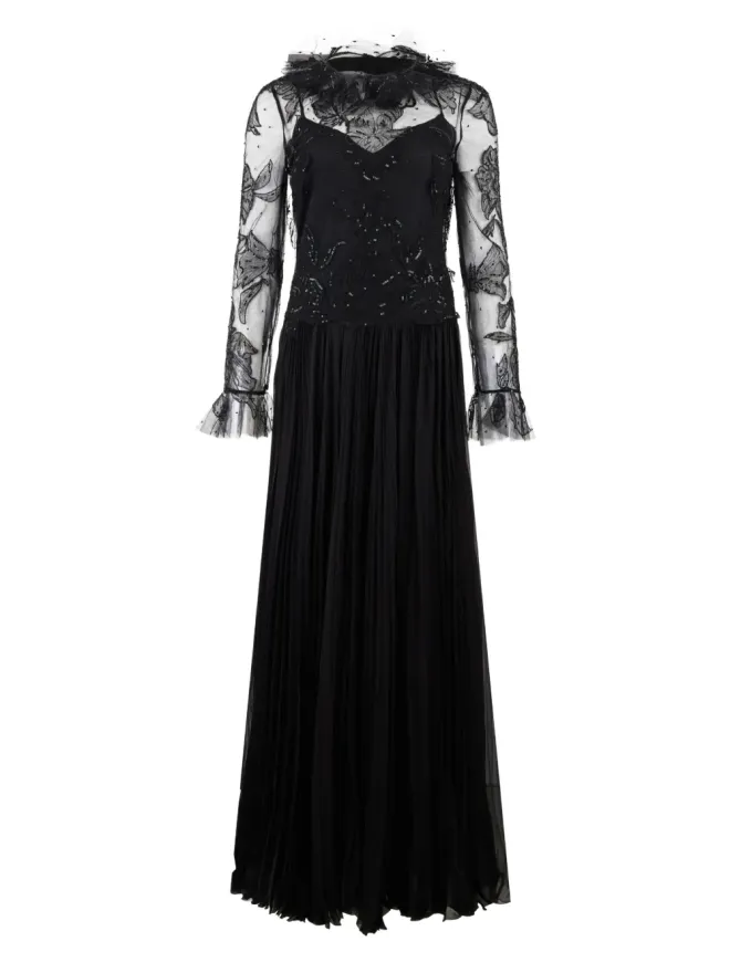 Valentino Garavani Valentino Garavani プリーツディテール装飾ドレス - ブラックの商品画像