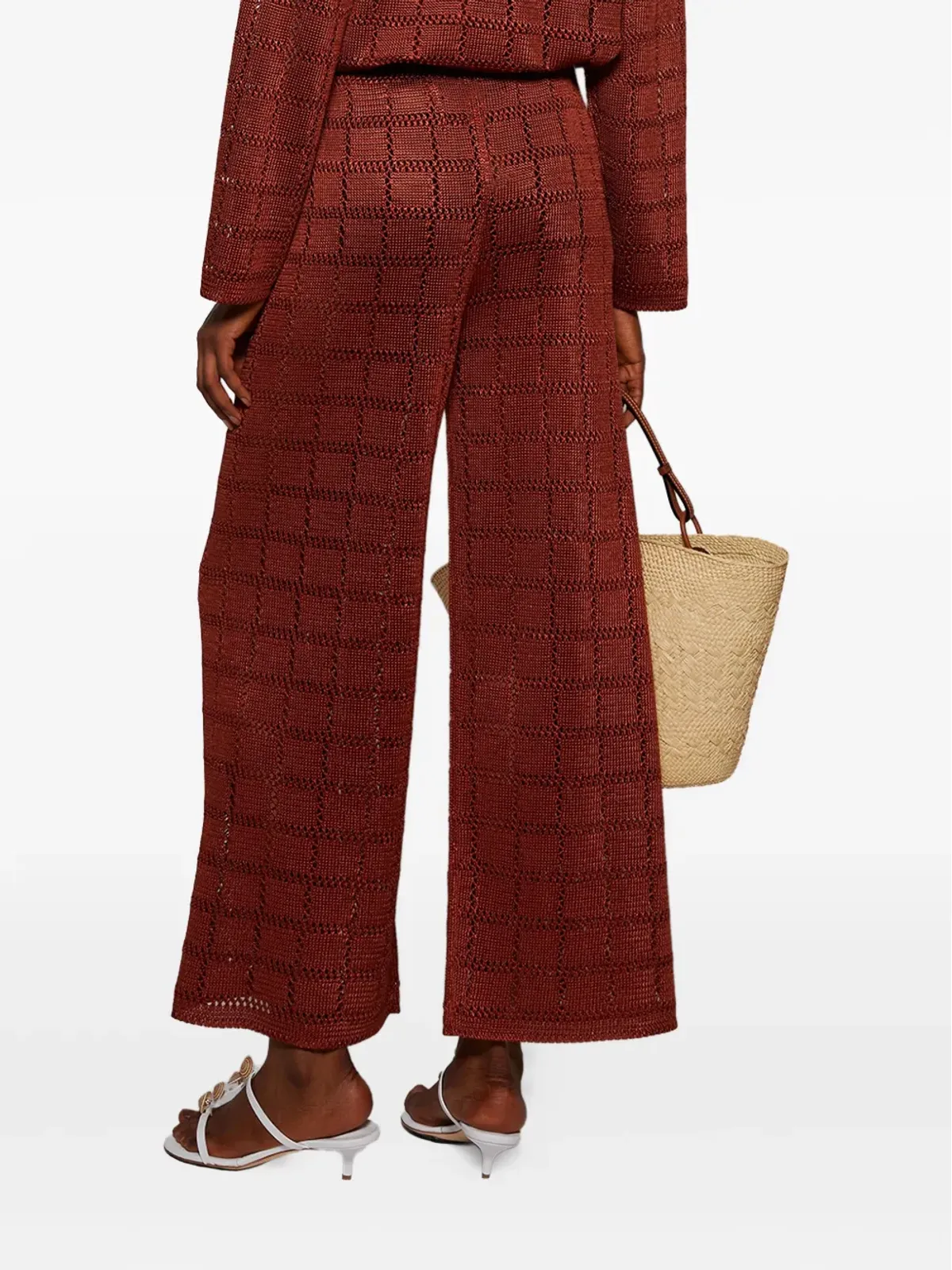 Calle Del Mar グリッド柄ニットパンツ - レッド - 画像5