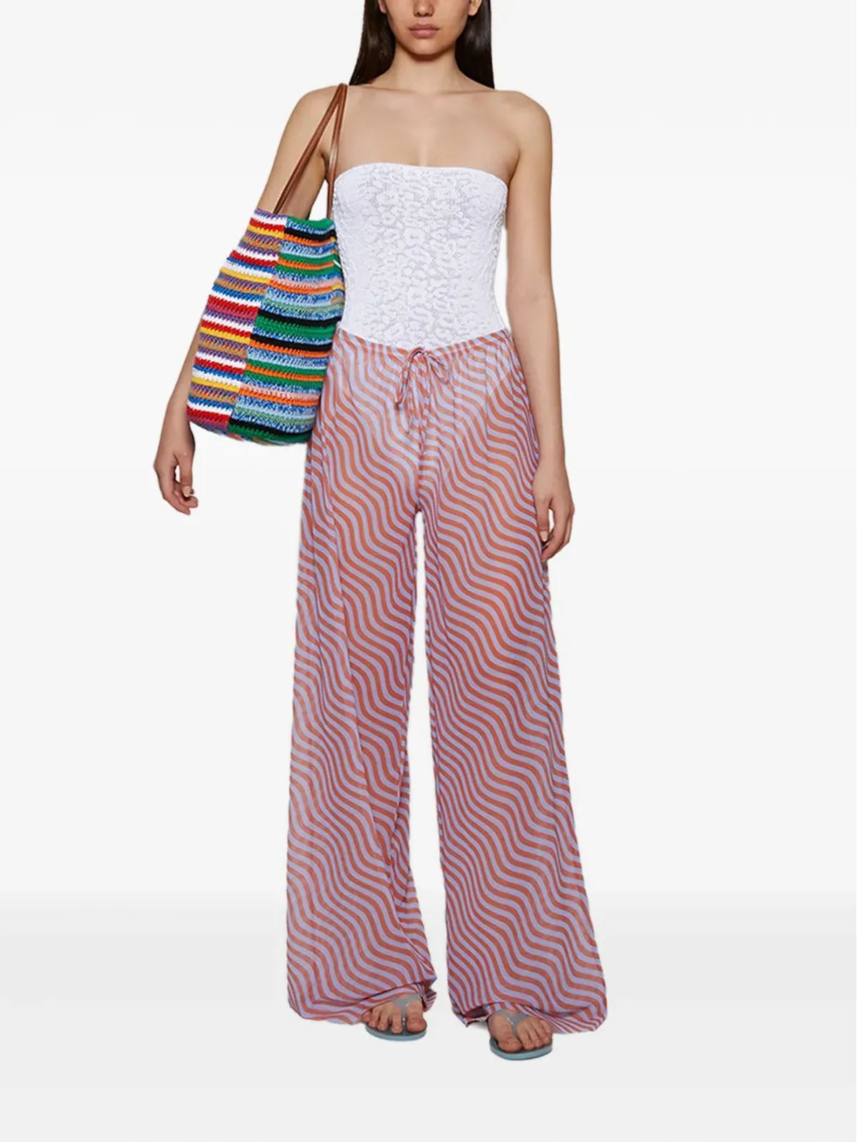Bond-eye Riley wave-print drawstring trousers - 画像2