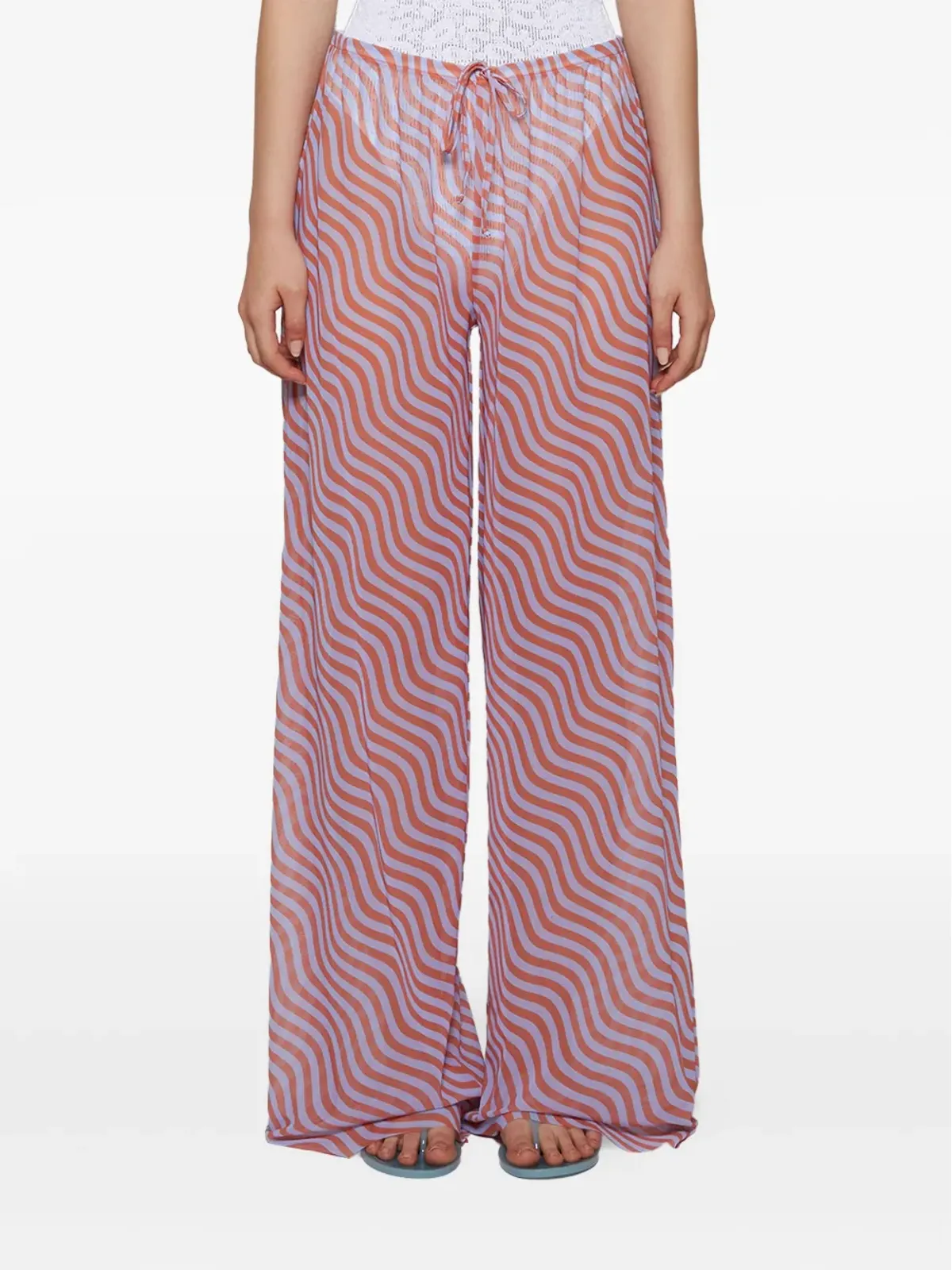 Bond-eye Riley wave-print drawstring trousers - 画像3
