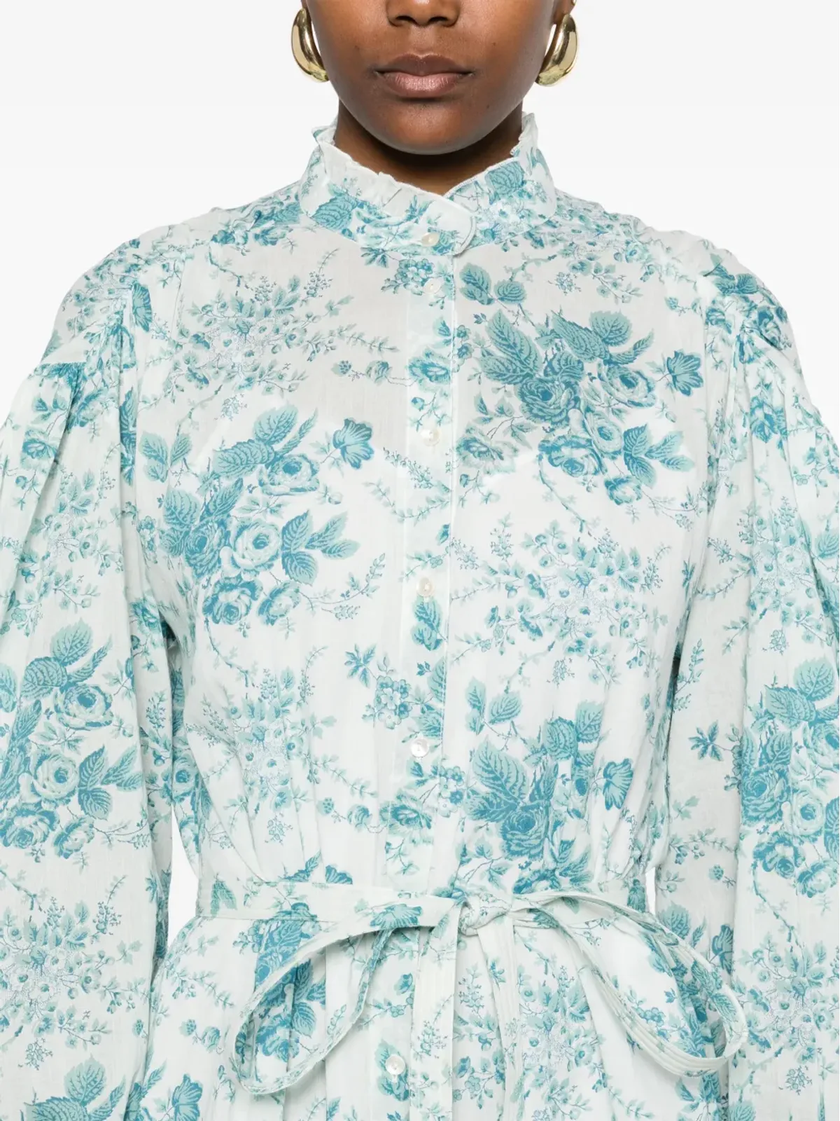 Antik Batik Cinzプリント ミディ丈ドレス ブルー - 画像5