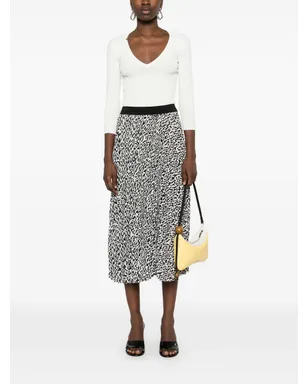 Elisabetta Franchi Vネックリブニットトップ ホワイト - サムネイル2