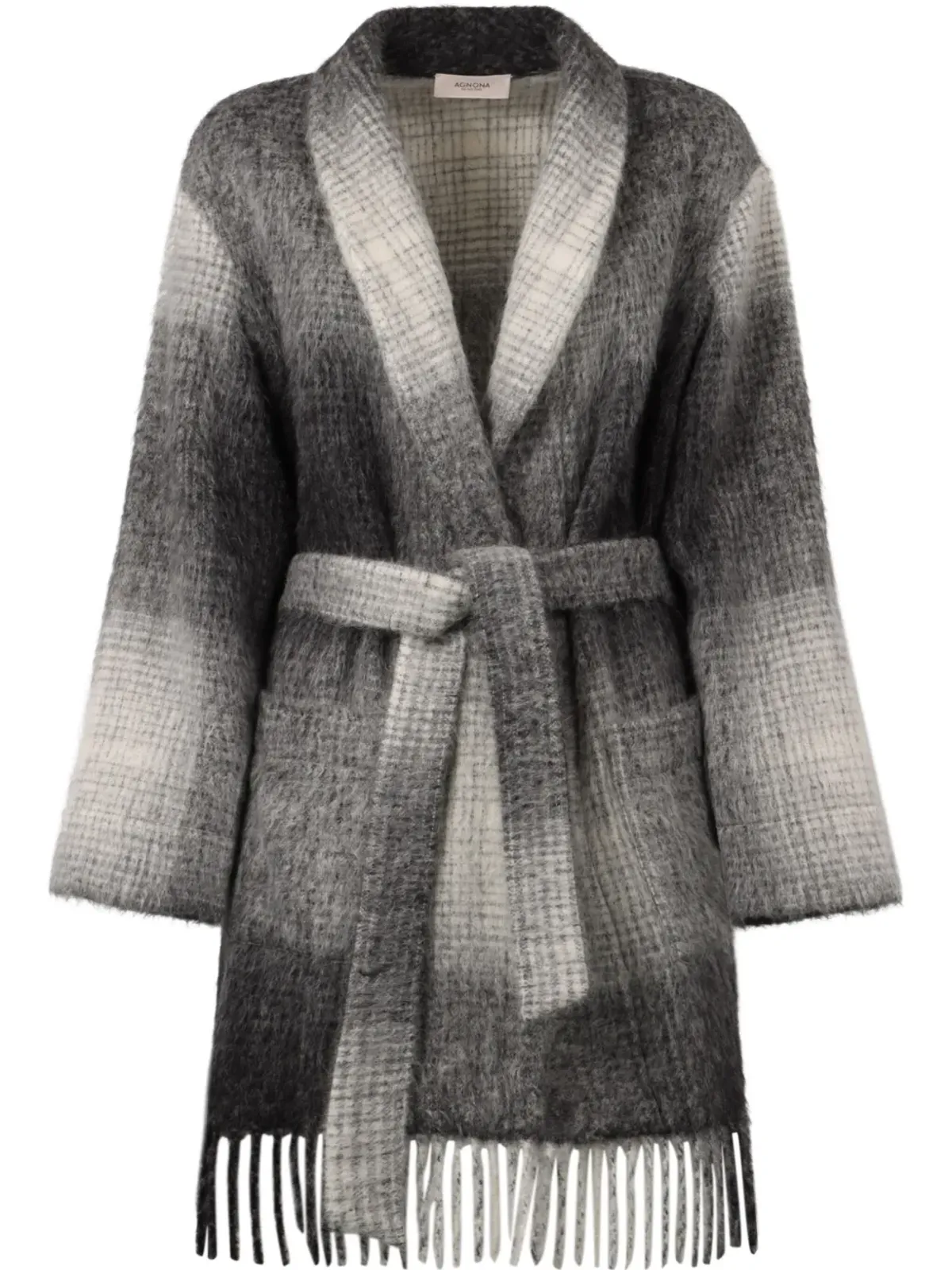 Agnona チェック柄カーディガン - グレー - 画像1