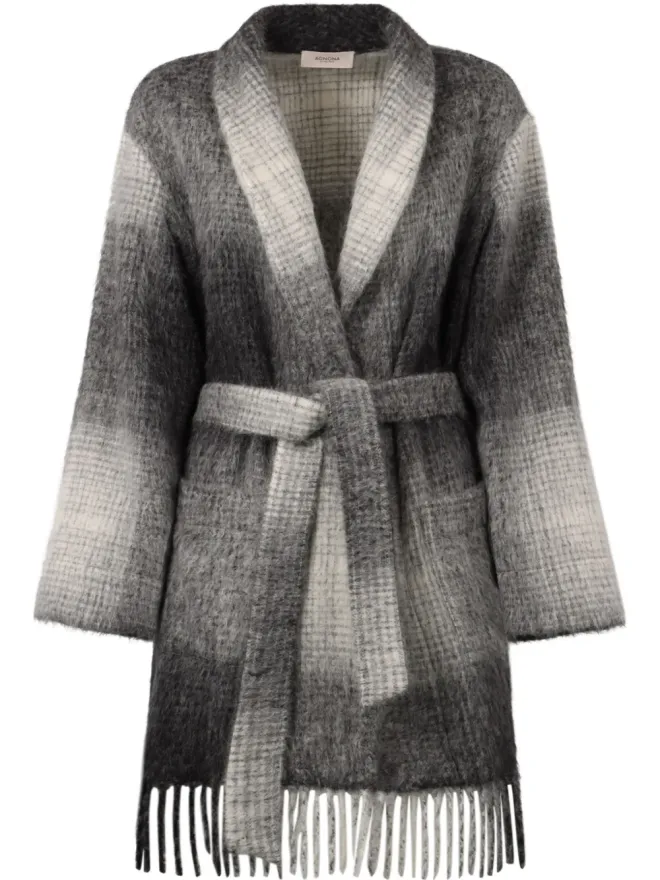 Agnona Agnona チェック柄カーディガン - グレーの商品画像