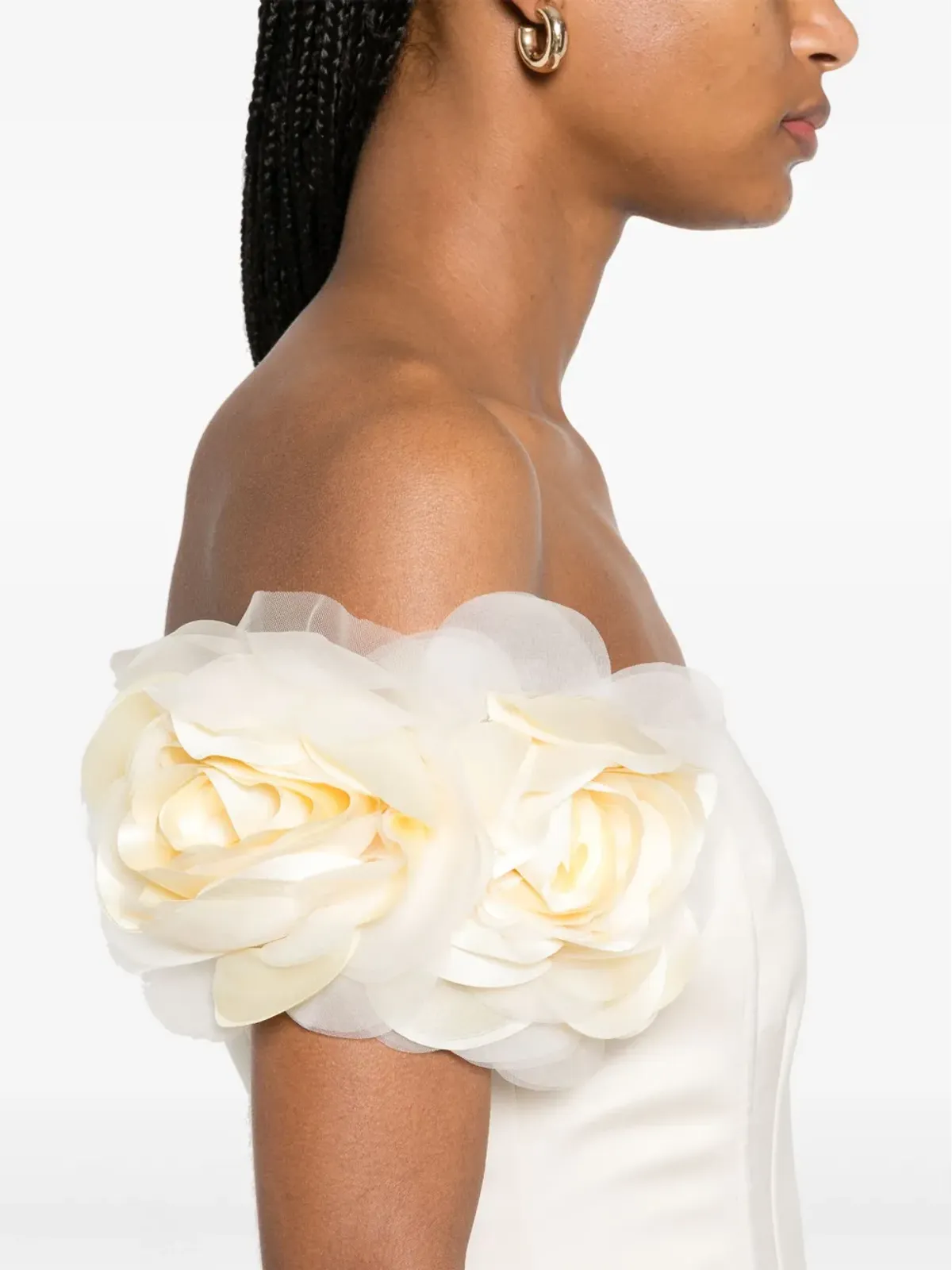 Elisabetta Franchi 花柄アップリケ入りサテンミニドレス - ネュートラルカラー - 画像5